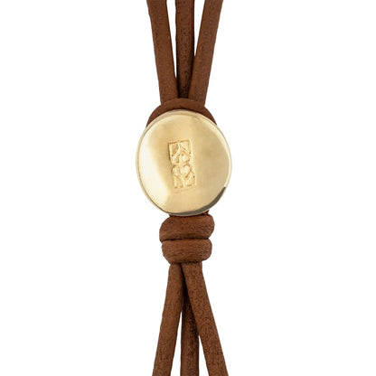 Pulsera de piel con donas y cuentas en baño de oro 22K - Joyería y bisutería fina