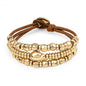 Pulsera de piel con donas y cuentas en baño de oro 22K - Joyería y bisutería fina