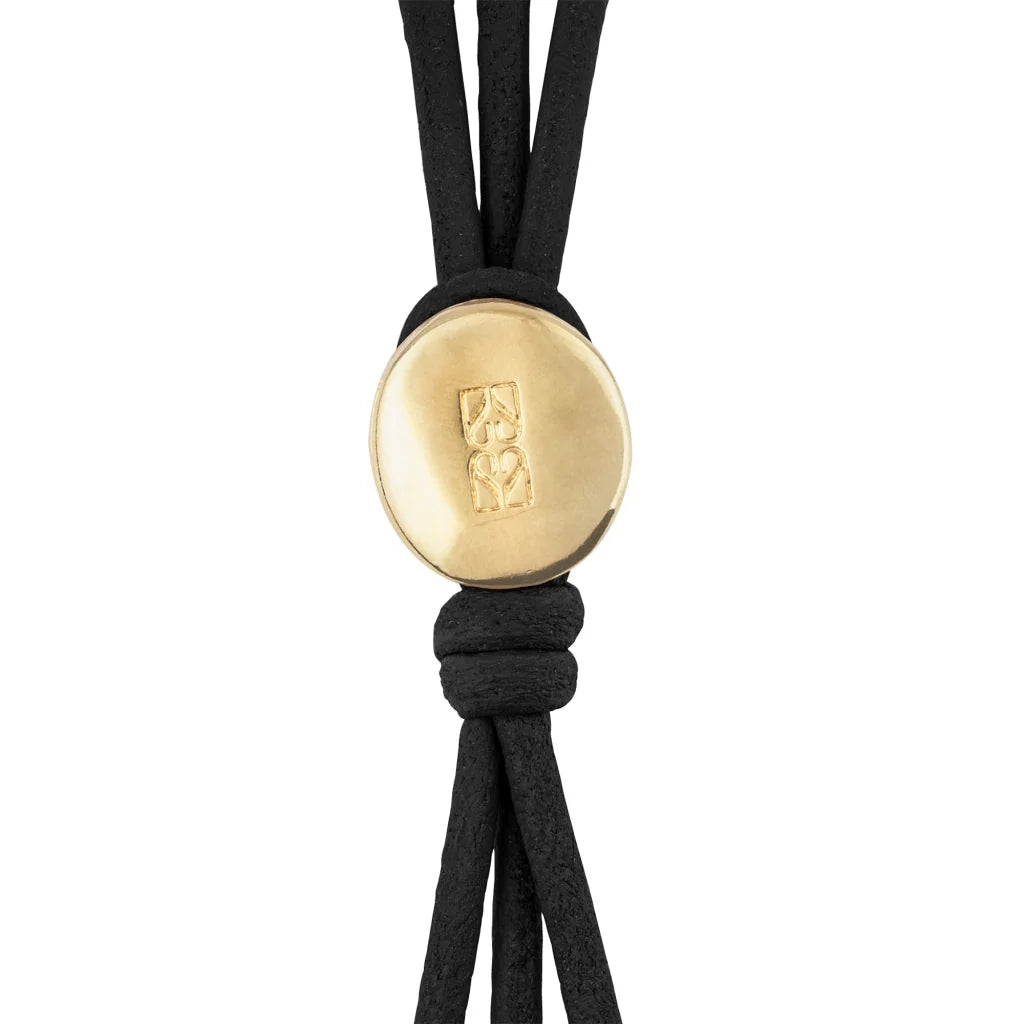 Pulsera de piel con donas y cuentas en baño de oro 22K - Joyería y bisutería fina