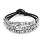Pulsera de piel con donas y cuentas en baño de rodio - Joyería y bisutería fina