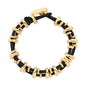 Pulsera de piel natural española, con detalles y broche de botón en baño de oro 22K - Joyería y bisutería fina