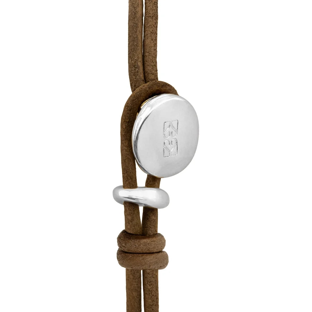 Pulsera Detalles en baño rodio, Piel natural española - Joyería y bisutería fina