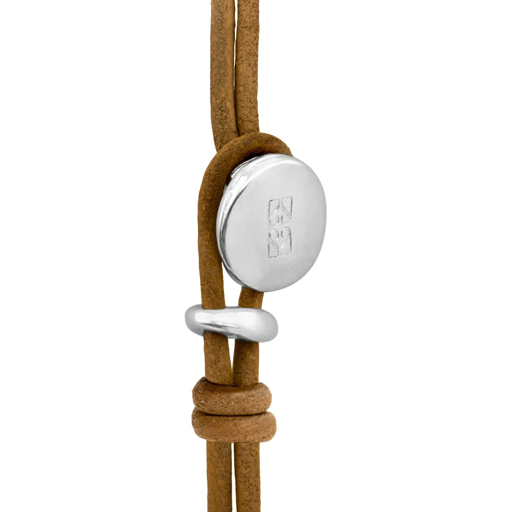 Pulsera Detalles en baño rodio, Piel natural española - Joyería y bisutería fina