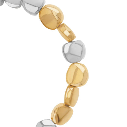 Pulsera con lunetas inspiradas en la forma de piedras del mar, con placa insignia corso en baño de oro 22K y rodio, con hilo de seda ajustable - Joyería y bisutería fina