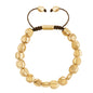 Pulsera con lunetas inspiradas en la forma de piedras del mar, con placa insignia corso en baño de oro 22K, con hilo de seda ajustable - Joyería y bisutería fina