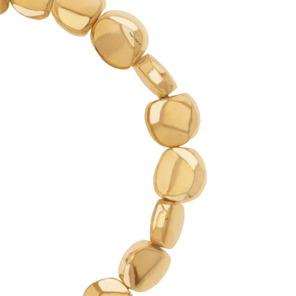 Pulsera con lunetas inspiradas en la forma de piedras del mar, con placa insignia corso en baño de oro 22K, con hilo de seda ajustable - Joyería y bisutería fina