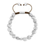 Pulsera con lunetas inspiradas en la forma de piedras del mar, con placa insignia corso en baño de rodio, con hilo de seda ajustable - Joyería y bisutería fina