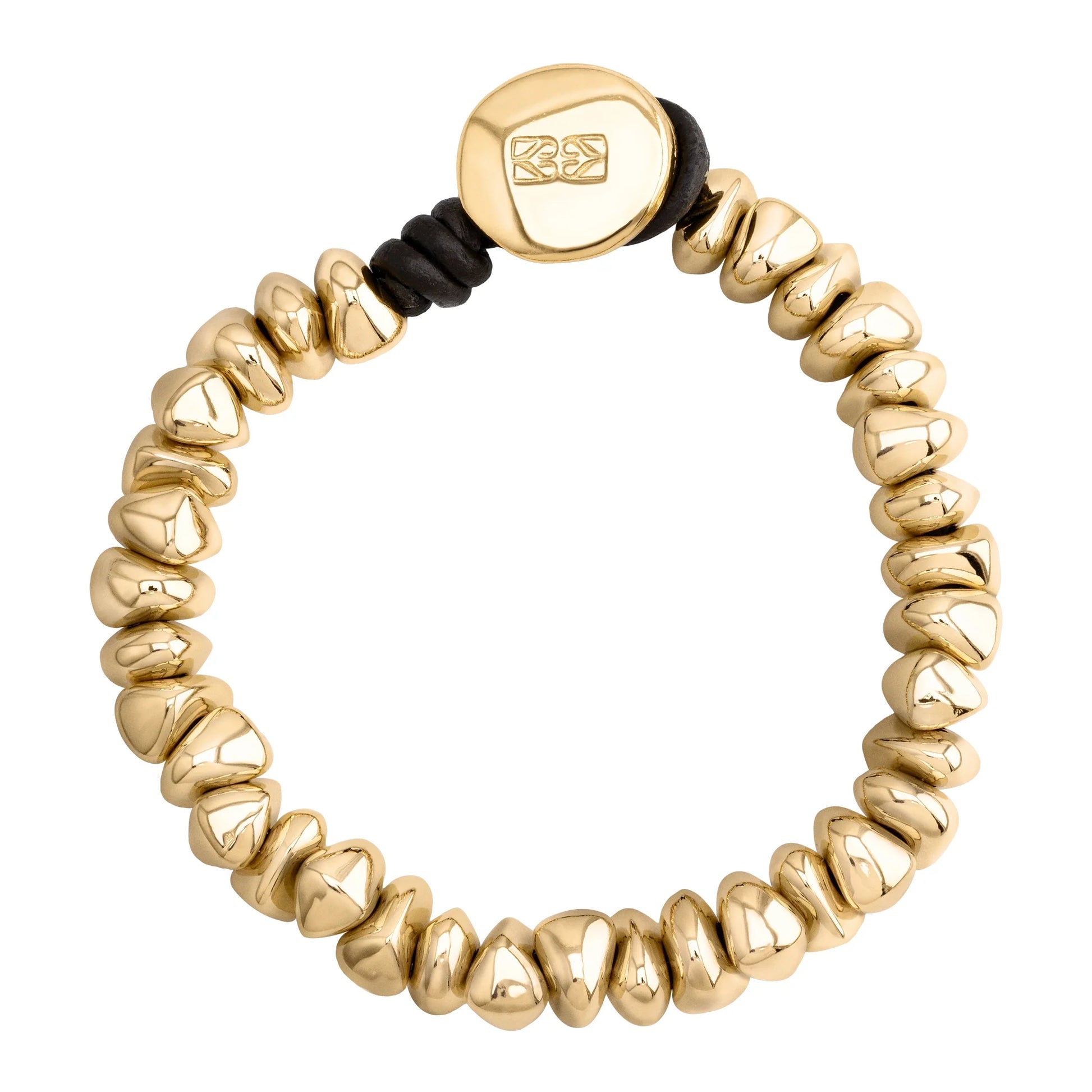 Pulsera baño de Oro 22K, piel española - Joyería y bisutería fina