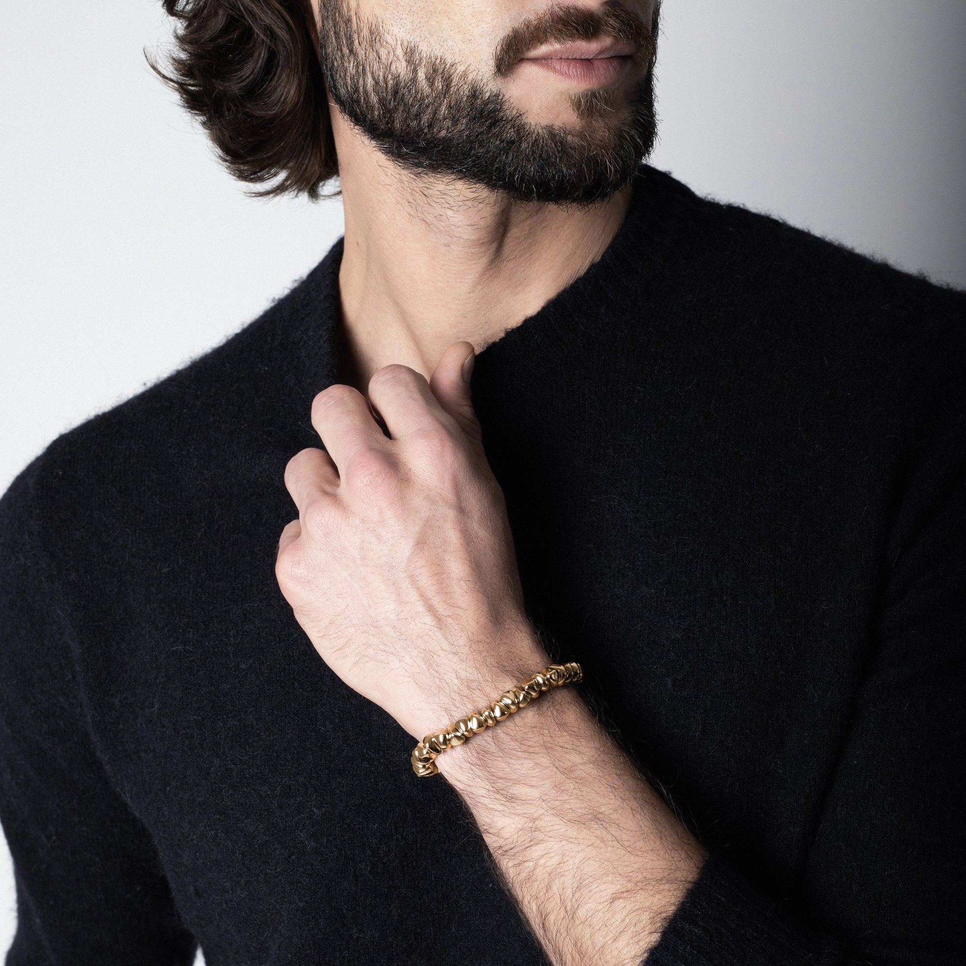 Pulsera baño de Oro 22K, piel española - Joyería y bisutería fina