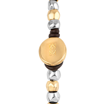 Pulsera baño de Rodio y Oro de 22K, Piel española - Joyería y bisutería fina