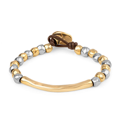 Pulsera baño de Rodio y Oro de 22K, Piel española - Joyería y bisutería fina