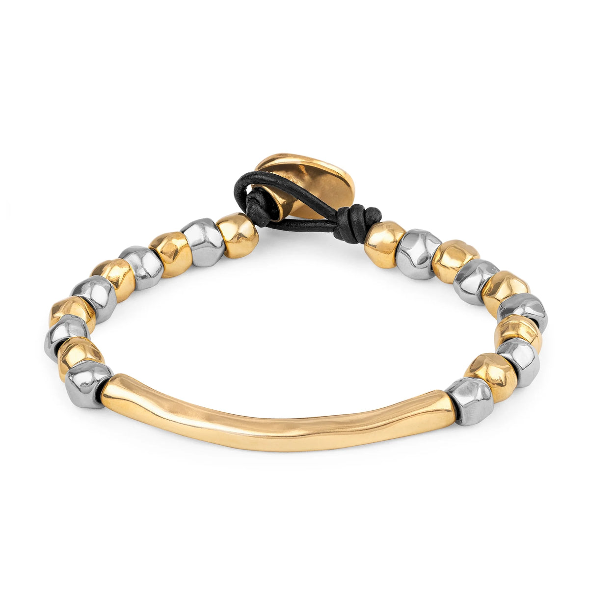 Pulsera baño de Rodio y Oro de 22K, Piel española - Joyería y bisutería fina