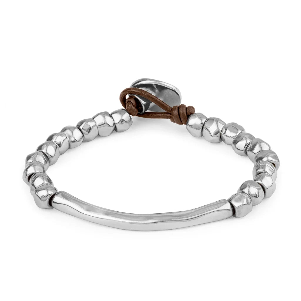 Pulsera baño de Rodio, Piel española - Joyería y bisutería fina