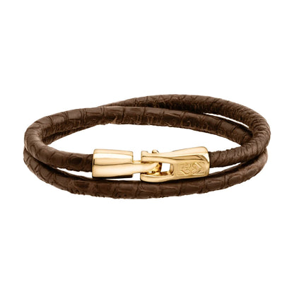 Pulsera para hombre y mujer de piel natural de serpiente o lagarto, con broche en baño de oro de 22K - Joyería y bisutería fina