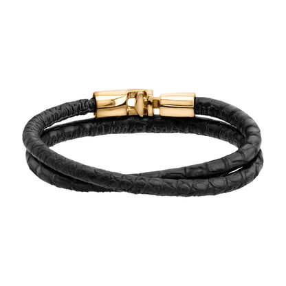 Pulsera para hombre y mujer de piel natural de serpiente o lagarto, con broche en baño de oro de 22K - Joyería y bisutería fina