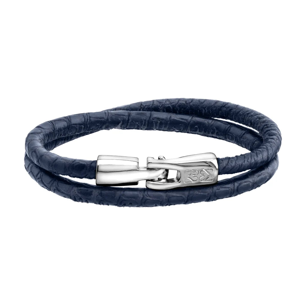 Pulsera para hombre y mujer de piel natural de serpiente o lagarto, con broche en baño de rodio - Joyería y bisutería fina