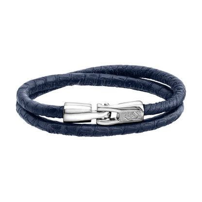 Pulsera para hombre y mujer de piel natural de serpiente o lagarto, con broche en baño de rodio - Joyería y bisutería fina