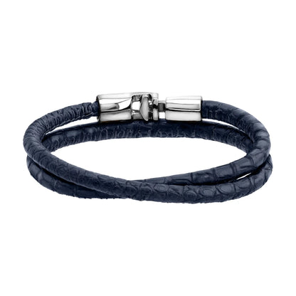 Pulsera para hombre y mujer de piel natural de serpiente o lagarto, con broche en baño de rodio - Joyería y bisutería fina