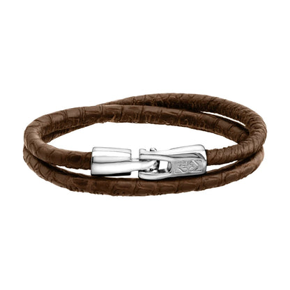Pulsera para hombre y mujer de piel natural de serpiente o lagarto, con broche en baño de rodio - Joyería y bisutería fina