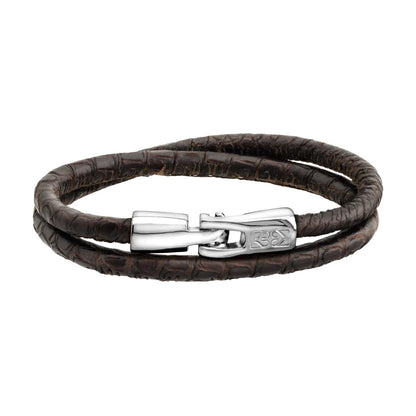 Pulsera para hombre y mujer de piel natural de serpiente o lagarto, con broche en baño de rodio - Joyería y bisutería fina