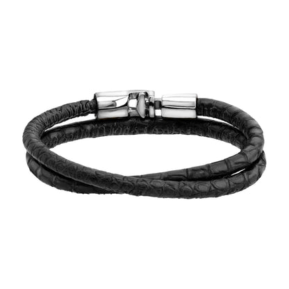 Pulsera para hombre y mujer de piel natural de serpiente o lagarto, con broche en baño de rodio - Joyería y bisutería fina