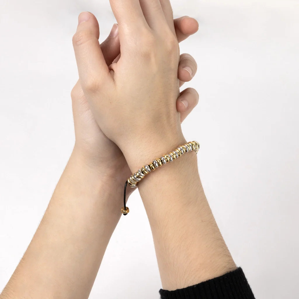 Pulsera baño en Oro 22K y rodio, Hilo de seda - Joyería y bisutería fina