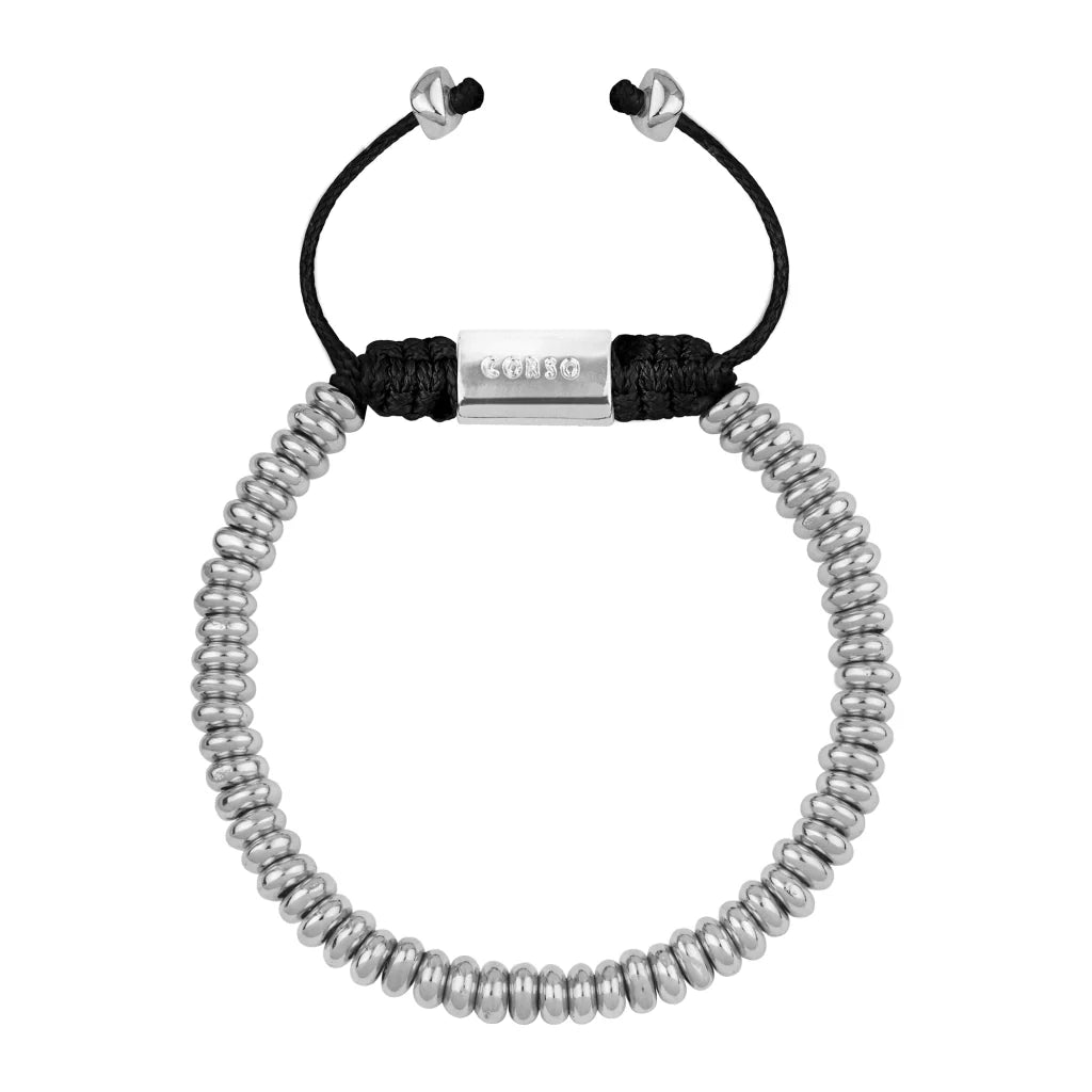 Pulsera baño en rodio, Hilo de seda - Joyería y bisutería fina
