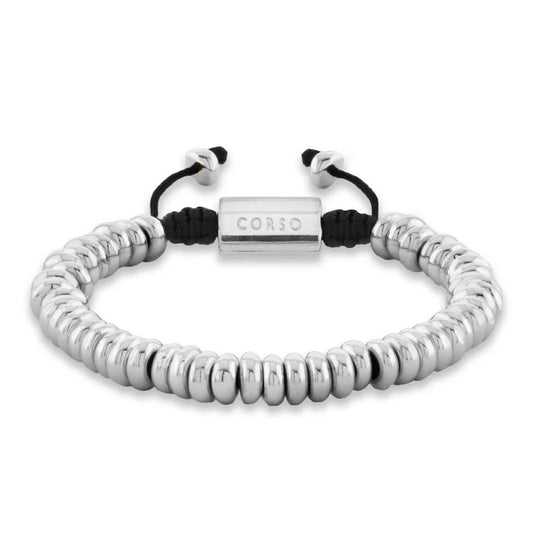 Pulsera baño en rodio, Hilo de seda - Joyería y bisutería fina