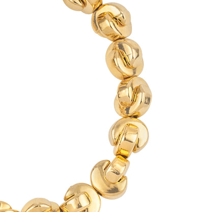Pulsera ajustable con hilo de seda, con placa insignia y cuentas en forma de media luna en baño de oro de 22K - Joyería y bisutería fina