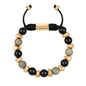 Pulsera ajustable con piedras de 8mm, con semillas y placa con insignia Corso en baño de oro de 22K - Joyería y bisutería fina