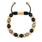 Pulsera ajustable con piedras de 8mm, con semillas y placa con insignia Corso en baño de oro de 22K - Joyería y bisutería fina