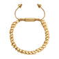 Pulsera ajustable con hilo de seda, con placa insignia corso y lunas en baño de oro de 22K - Joyería y bisutería fina
