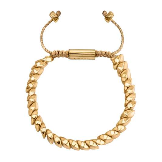 Pulsera ajustable con hilo de seda, con placa insignia corso y lunas en baño de oro de 22K - Joyería y bisutería fina