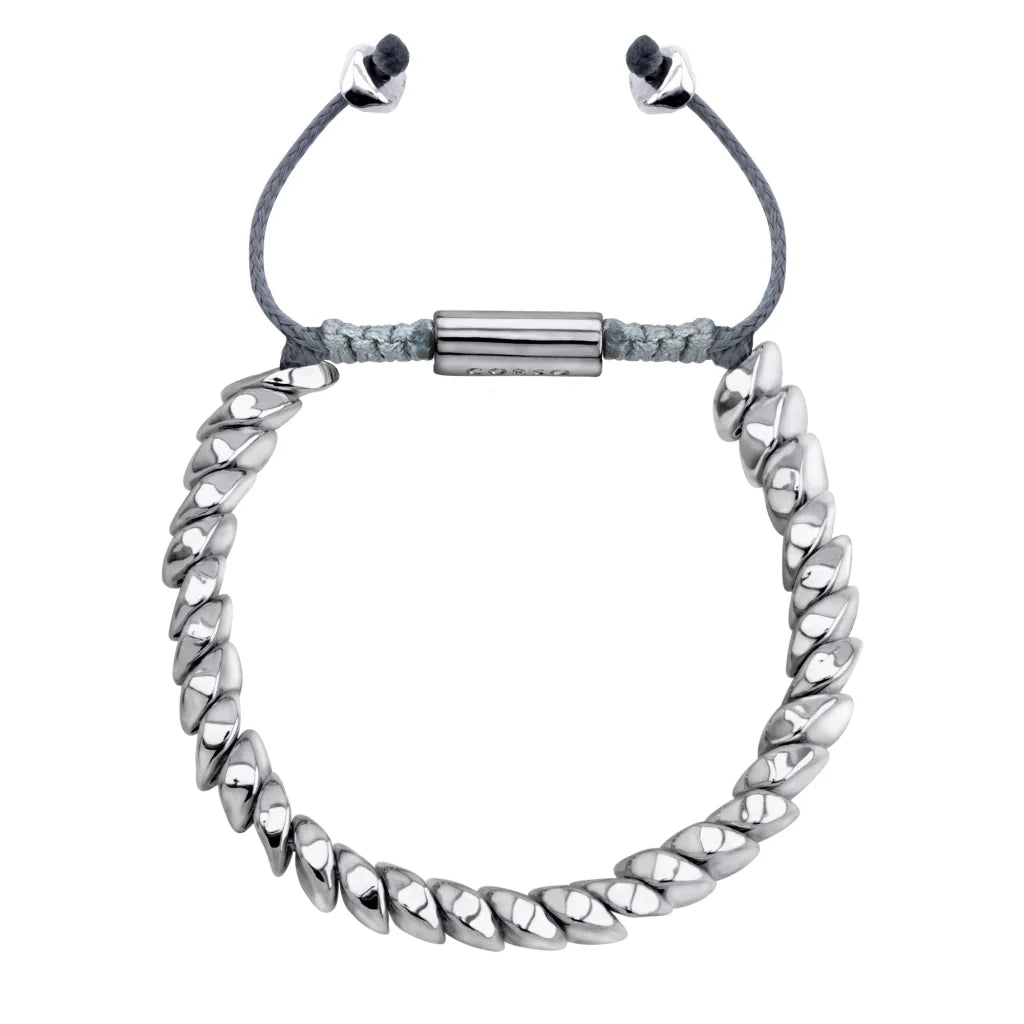 Pulsera ajustable con hilo de seda, con placa insignia corso y lunas en baño de rodio - Joyería y bisutería fina