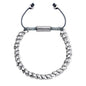 Pulsera ajustable con hilo de seda, con placa insignia corso y lunas en baño de rodio - Joyería y bisutería fina