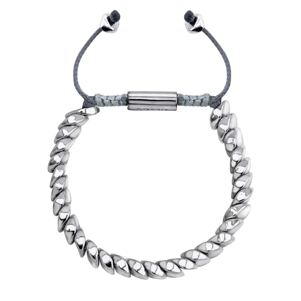 Pulsera ajustable con hilo de seda, con placa insignia corso y lunas en baño de rodio - Joyería y bisutería fina