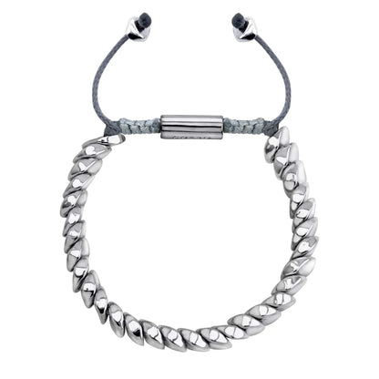 Pulsera ajustable con hilo de seda, con placa insignia corso y lunas en baño de rodio - Joyería y bisutería fina