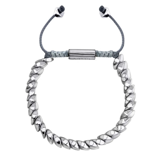 Pulsera ajustable con hilo de seda, con placa insignia corso y lunas en baño de rodio - Joyería y bisutería fina