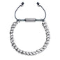 Pulsera ajustable con hilo de seda, con placa insignia corso y lunas en baño de rodio - Joyería y bisutería fina