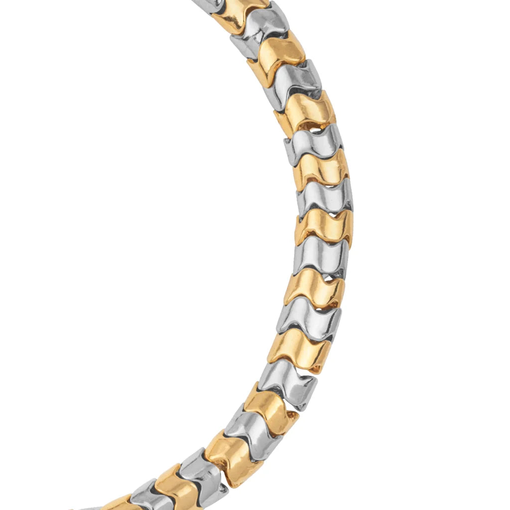 Pulsera ajustable con hilo de seda, diseño escamas articuladas y broche bañado en oro 22K y rodio - Joyería y bisutería fina