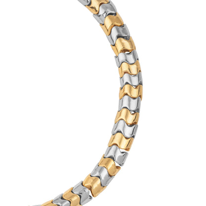 Pulsera ajustable con hilo de seda, diseño escamas articuladas y broche bañado en oro 22K y rodio - Joyería y bisutería fina