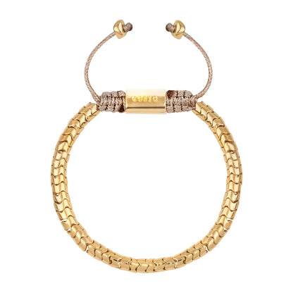 Pulsera ajustable con hilo de seda, diseño escamas articuladas y broche bañado en oro de 22K - Joyería y bisutería fina