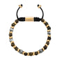Pulsera Escamas baño de oro 22K, cuentas de madera de ébano y piedras de 6mm - Joyería y bisutería fina