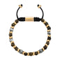 Pulsera Escamas baño de oro 22K, cuentas de madera de ébano y piedras de 6mm - Joyería y bisutería fina