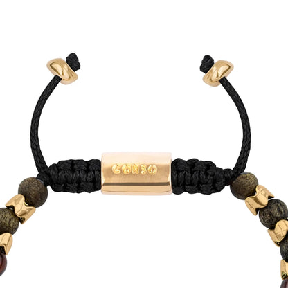 Pulsera Escamas baño de oro 22K, cuentas de madera de ébano y piedras de 6mm - Joyería y bisutería fina