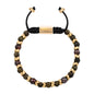 Pulsera Escamas baño de oro 22K, cuentas de madera de ébano y piedras de 6mm - Joyería y bisutería fina