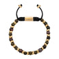 Pulsera Escamas baño de oro 22K, cuentas de madera de ébano y piedras de 6mm - Joyería y bisutería fina