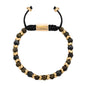 Pulsera Escamas baño de oro 22K, cuentas de madera de ébano y piedras de 6mm - Joyería y bisutería fina