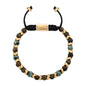 Pulsera Escamas baño de oro 22K, cuentas de madera de ébano y piedras de 6mm - Joyería y bisutería fina
