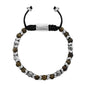 Pulsera Escamas baño de rodio, cuentas de madera de ébano y piedras de 6mm - Joyería y bisutería fina